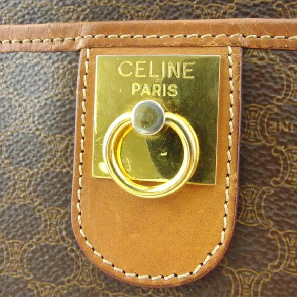CELINE Clutch Bag Macadam Beige PVC ?~ Leather Authentic Used T19751 - Picture 9 of 9